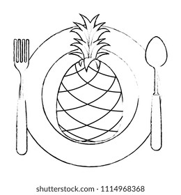 dish with pineapple fresh fruit healthy