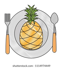 dish with pineapple fresh fruit healthy