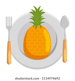 dish with pineapple fresh fruit healthy
