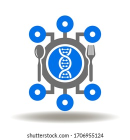 Dish Plate DNA Helix Circuit Spoon Fork Icon Vector. Food Technology Logo. Modern Smart Nutrition Tech Illustartion.