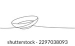 Dish plate one line continuous drawing. Kitchen tools continuous one line illustration. Vector minimalist linear illustration.