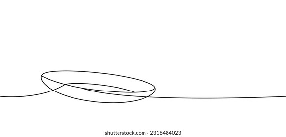 Dish plate one line continuous drawing. Kitchen tools continuous one line illustration. Vector minimalist linear illustration.