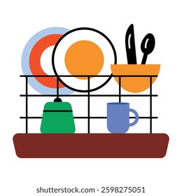 Dish rack icon in flat style 
