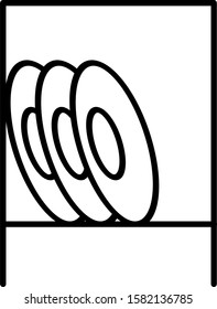 Dish Rack Icon. Piled Plates. Outline Style Icon