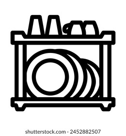 dish rack restaurant equipment line icon vector. dish rack restaurant equipment sign. isolated contour symbol black illustration
