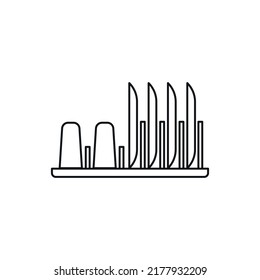 Dish rack simple line vector icon.