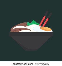 dish of ramen noodles with chopsticks. Flat vector illustration design