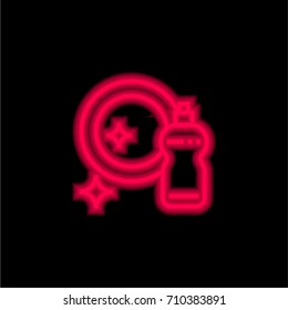 Dish red glowing neon ui ux icon. Glowing sign logo vector