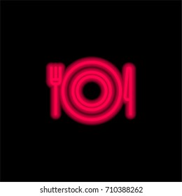 Dish red glowing neon ui ux icon. Glowing sign logo vector