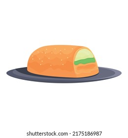 Dish Roll Icon Cartoon Vector. Food Cuisine. Sauce Menu