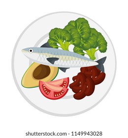 dish with salmon and broccoli