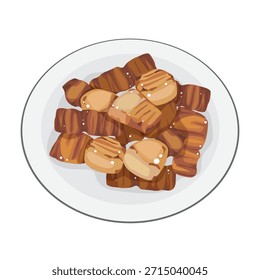 Un plato de cerdo frito con sal