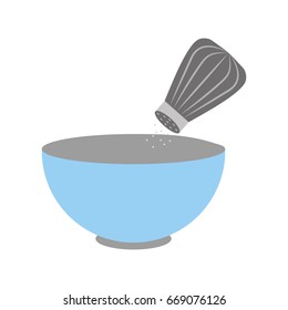 dish with salt shaker isolated icon