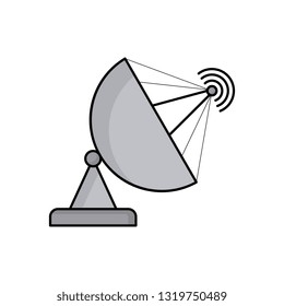 Dish, satellite receiver, signal vector on white background