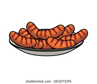 dish with sausages food isolated icon vector illustration design