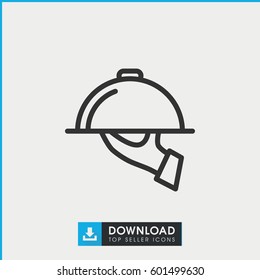 dish serving icon. simple outline dish serving vector icon. on white background.