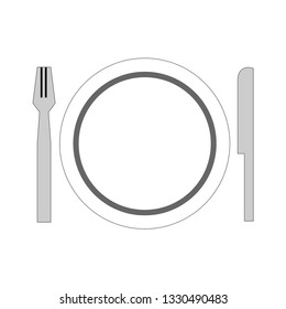 dish set plate spoon fork on empty background