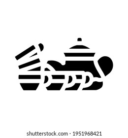 dish set for tea glyph icon vector. dish set for tea sign. isolated contour symbol black illustration