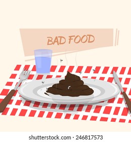 Dish with shit to eat.