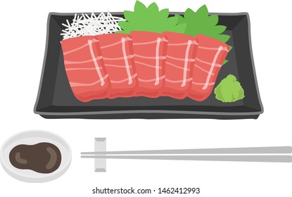 a dish of sliced raw tuna
