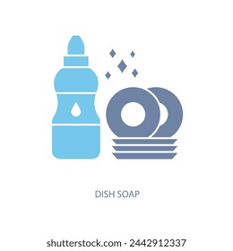 icono de línea conceptual de dish soap. Ilustración de elemento simple. Diseño de símbolo de esquema de concepto de jabón de plato.