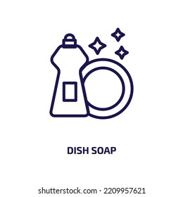 dish soap icon from cleaning collection. Thin linear dish soap, clean, soap outline icon isolated on white background. Line vector dish soap sign, symbol for web and mobile