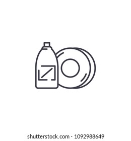Dish soap linear icon concept. Dish soap line vector sign, symbol, illustration.