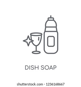 Dish soap linear icon. Modern outline Dish soap logo concept on white background from cleaning collection. Suitable for use on web apps, mobile apps and print media.