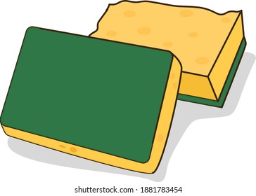 Esponja de plato, ilustración, vector sobre fondo blanco.