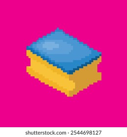 Plato esponja pixel art, Ilustración vectorial sobre fondo aislado.
