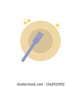 dish and spoon celebration party flat icon design vector illustration