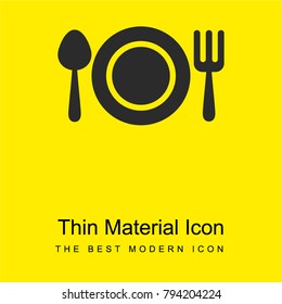 Dish Spoon and Fork bright yellow material minimal icon or logo design