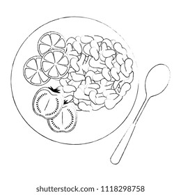 dish with spoon and healthy food