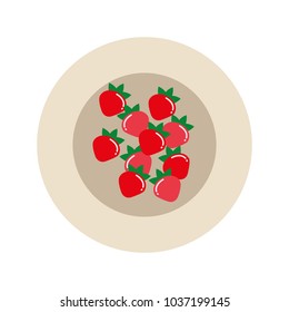 dish with strawberries icon over white background colorful design vector illustration