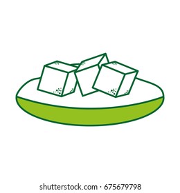 dish with sugar cubes