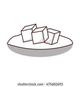 dish with sugar cubes