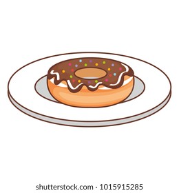 dish with sweet donut icon vector illustration design