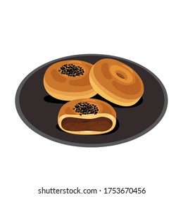 A dish of sweet red bean bun.