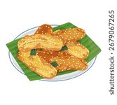 A dish of thai deep fried banana