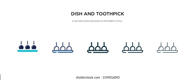 dish and toothpick icon in different style vector illustration. two colored and black dish and toothpick vector icons designed in filled, outline, line stroke style can be used for web, mobile, ui