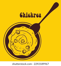 A dish using chickpeas as an ingredient. Vector illustration.