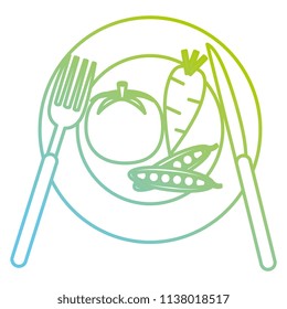 dish with vegetables and cutleries