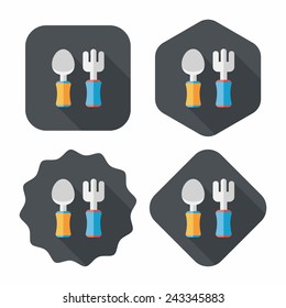dish ware and cutlery flat icon with long shadow,eps10