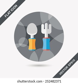 dish ware and cutlery flat icon with long shadow,eps10
