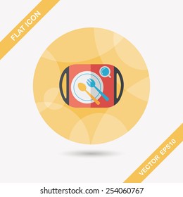dish ware and cutlery flat icon with long shadow