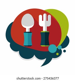 dish ware and cutlery flat icon with long shadow,eps10