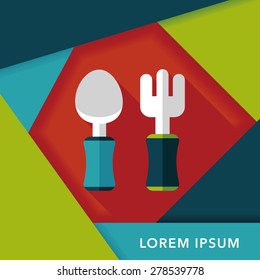 dish ware and cutlery flat icon with long shadow,eps10