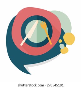 dish ware and cutlery flat icon with long shadow