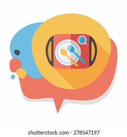 dish ware and cutlery flat icon with long shadow