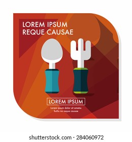 dish ware and cutlery flat icon with long shadow,eps10